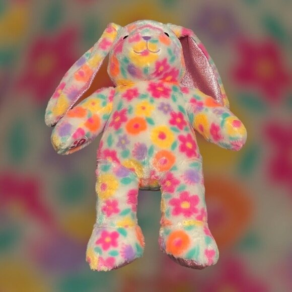 Build-A-Bear Bunny Rabbit Pawlette Glitter Colorful Flower Stuffed Animal Plush - Picture 4 of 8